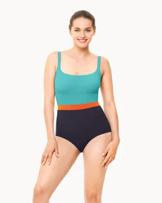 Badeanzug LINE nachtblau/mandarin/acqua