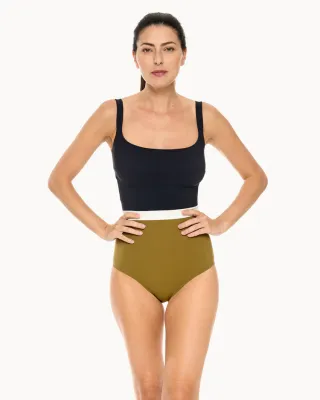 Badeanzug LINE goldolive/weiss/nachtblau Badeanzug LINE goldolive/weiss/nachtblau