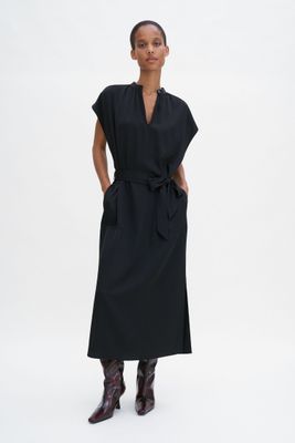 Stand Collar Dress Black