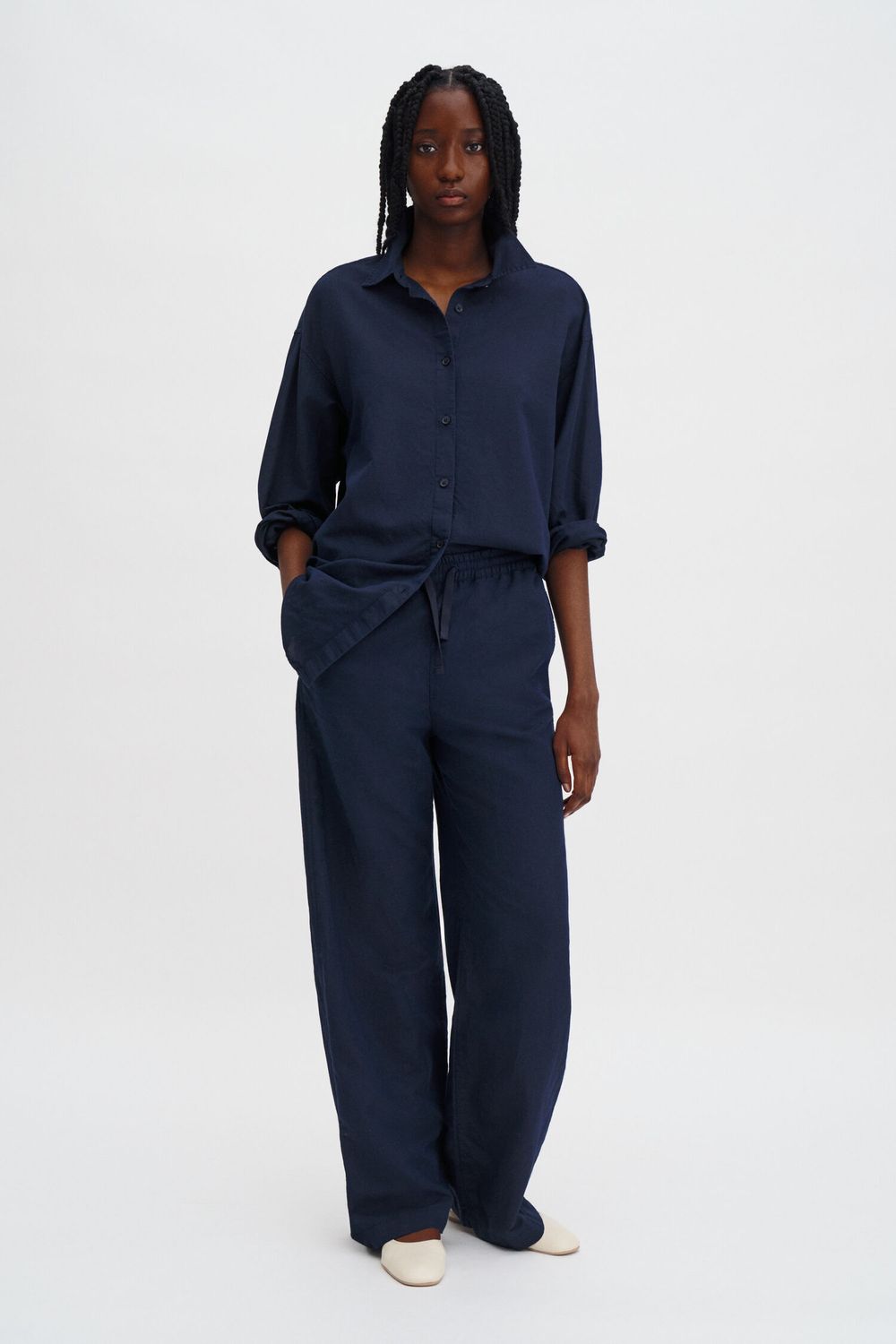 GILLIAN Linen Trousers navy