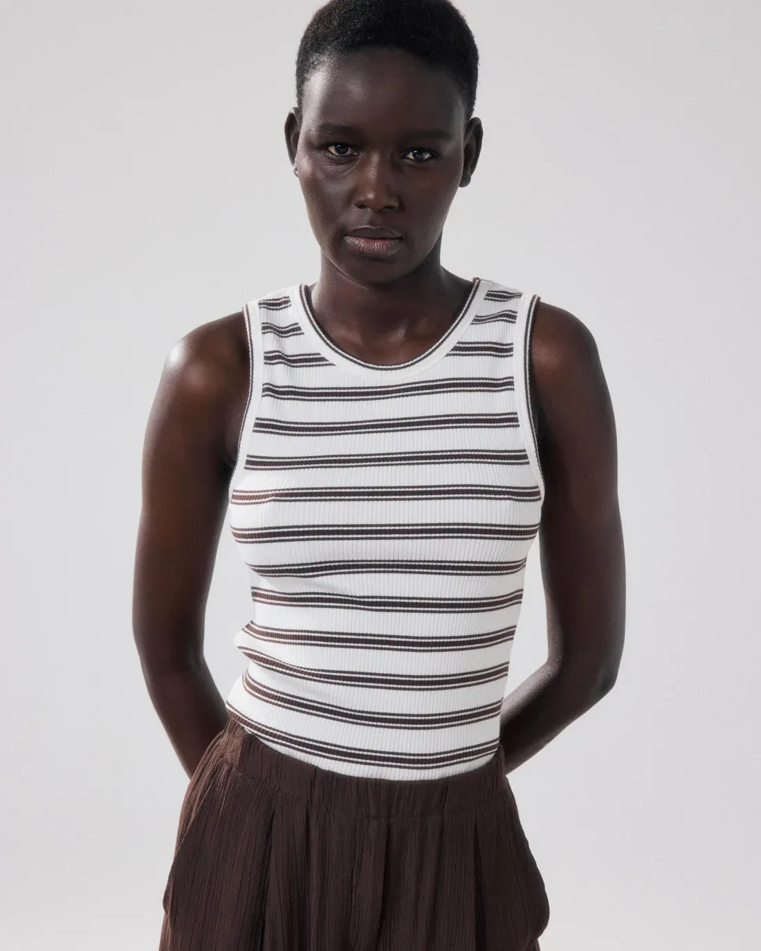 Tank-Top TERRYA off-white &amp; braun