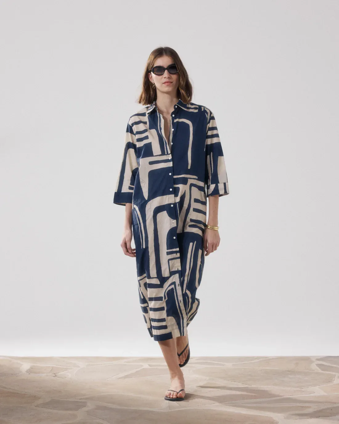 Hemdkleid REFLEXION beige &amp; blau