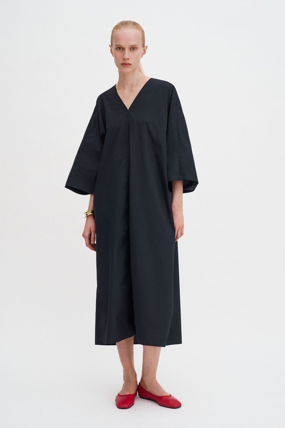 V-Neck Cotton Kaftan black