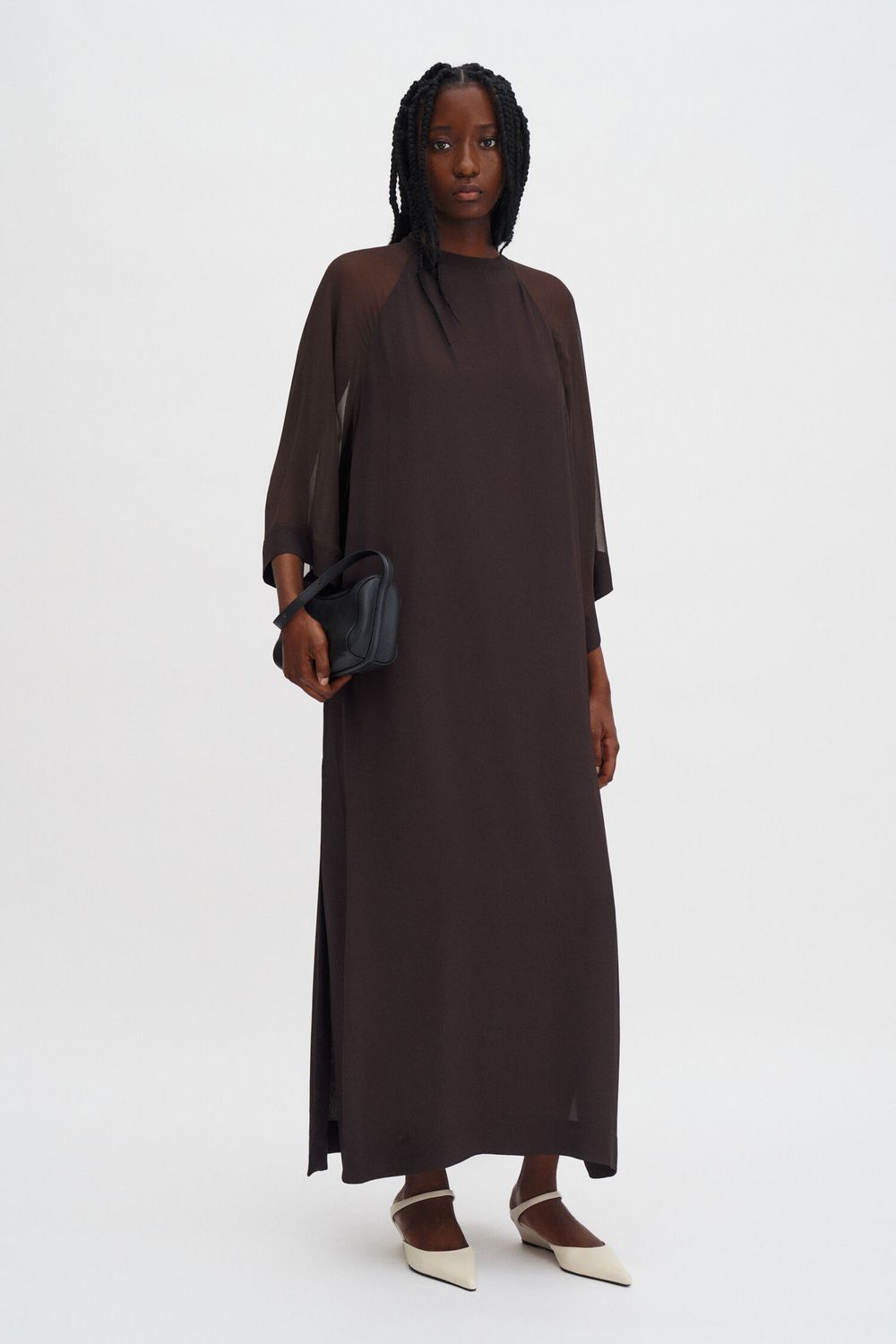 Sheer Raglan Kaftan Dark Chocolate