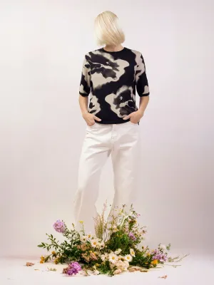 T-Shirt 10 SUMMER OF FLOWERS Jacquard schwarz/creme