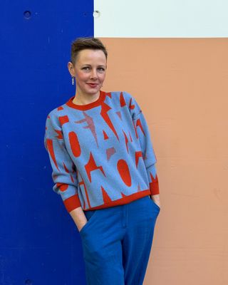 MAI I AM 20 Pullover orange+lightblue