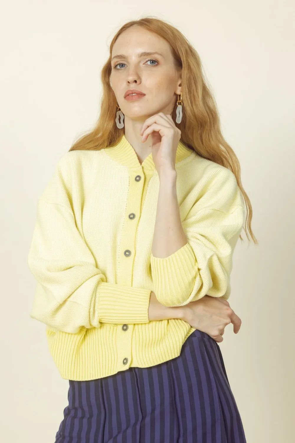 Strickjacke RICE vaniglia/panna
