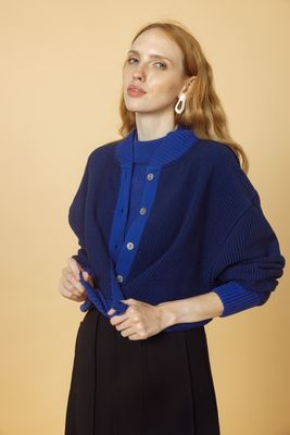 Strickjacke RICE electricblue/black