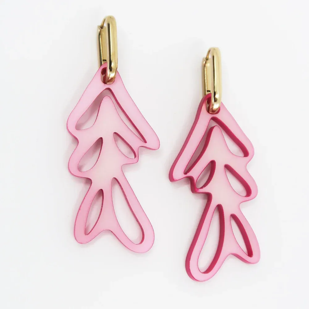 ALGAE 01 Ohrringe pink-dyed iridescent/gold