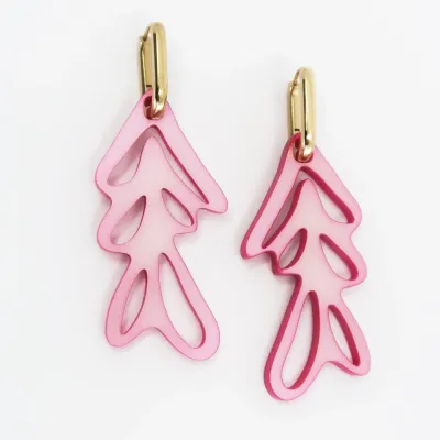 ALGAE 01 Ohrringe pink-dyed iridescent/gold