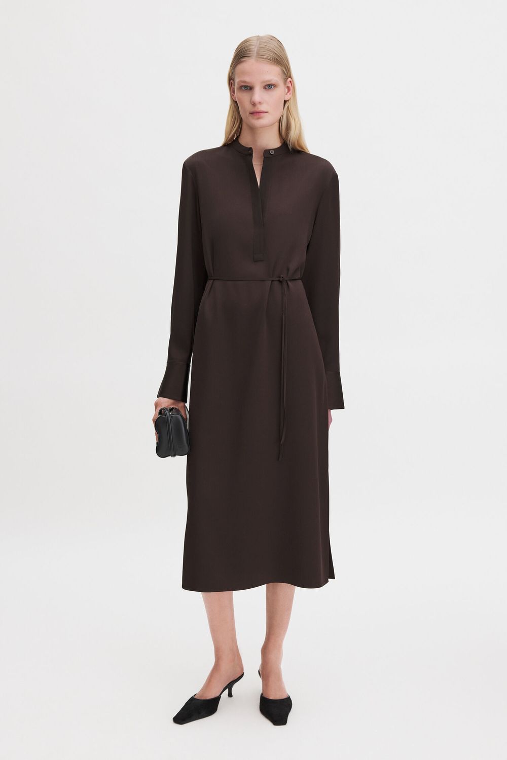 Half Placket Dress dark chocolate