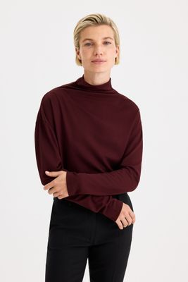 Twisted Neck Top dunkel burgundy