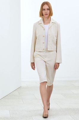 Cotton Linen Blazer Jacket bonewhite pinstripe