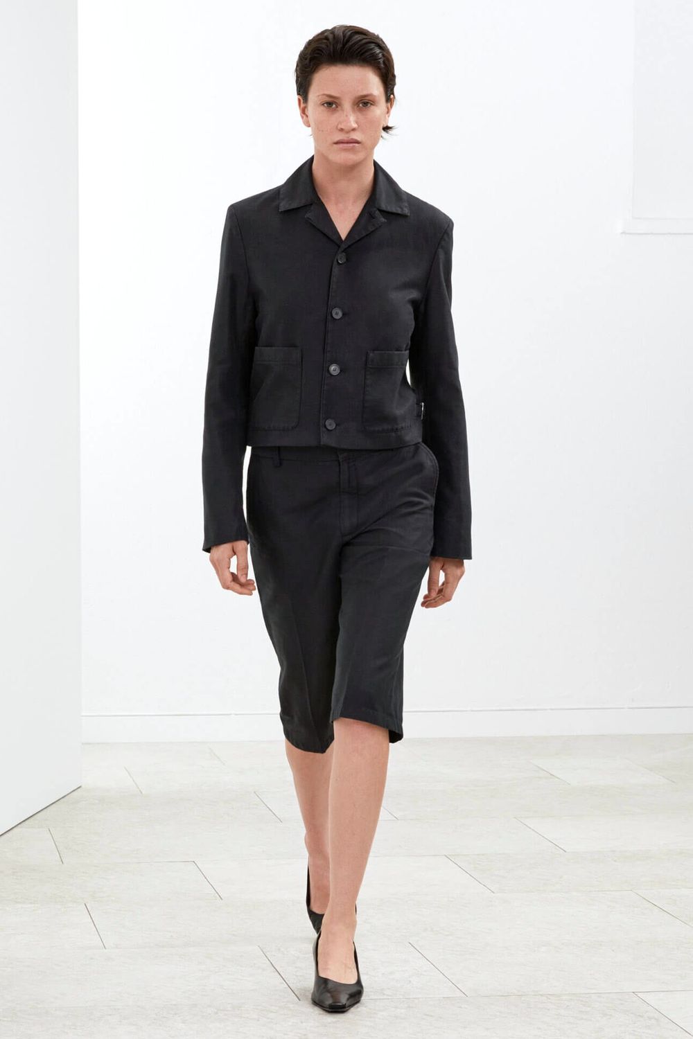 Cotton Linen Blazer Jacket schwarz