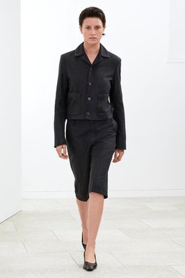 Cotton Linen Blazer Jacket schwarz