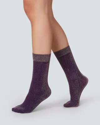 INES Shimmery Socks plum