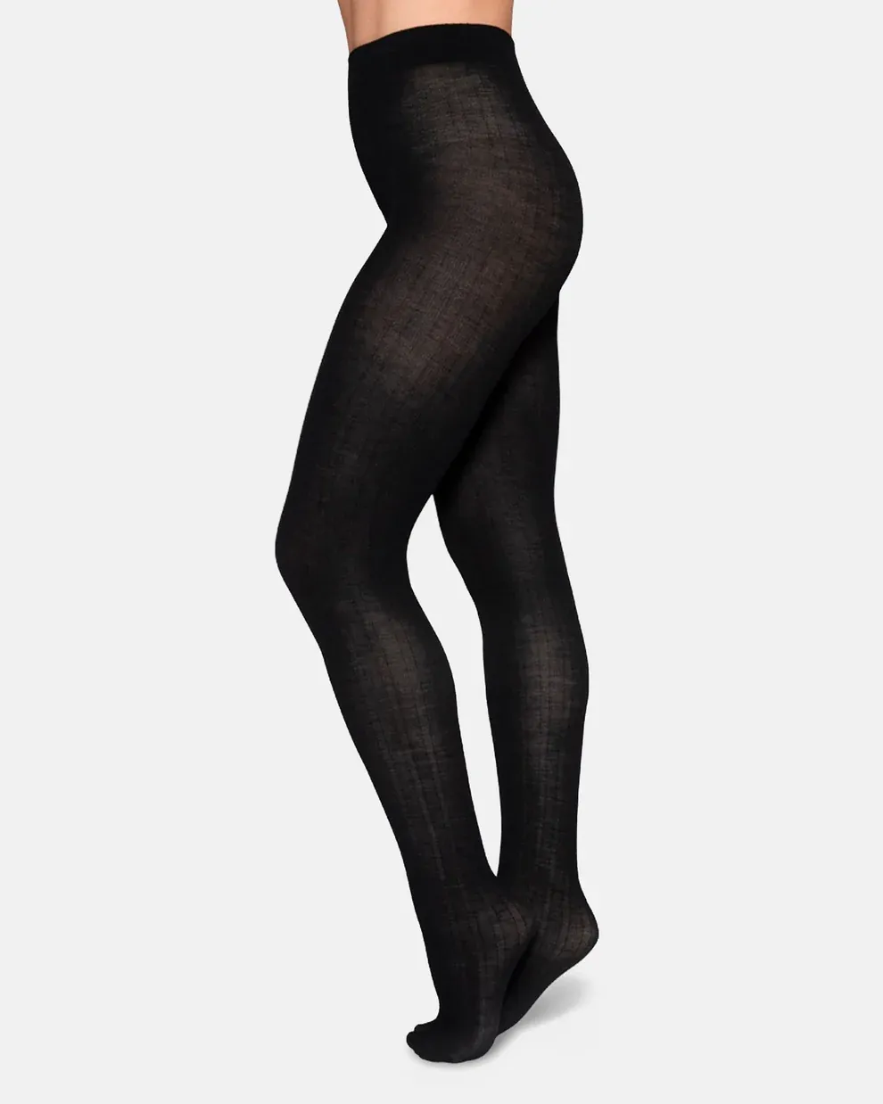 FREJA Ribbed Wool Tights black knit