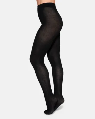 FREJA Ribbed Wool Tights black knit