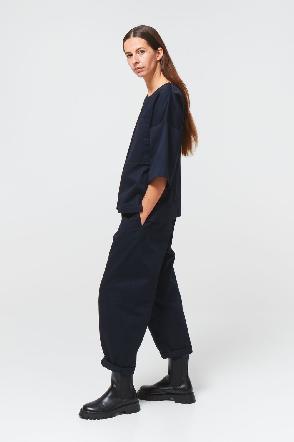 Trousers knee-shaped dark blue