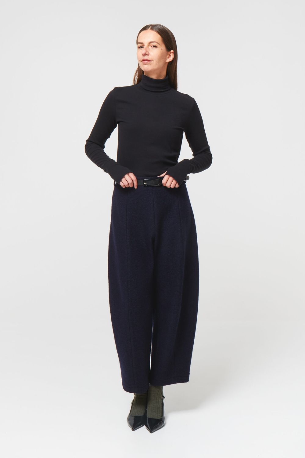 Balloon Pants Boiled Wool navy