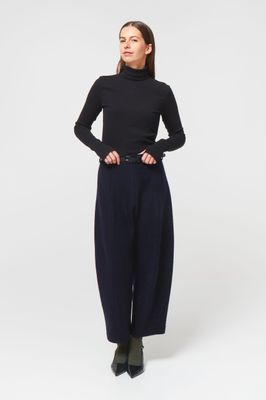 Balloon Pants Boiled Wool navy