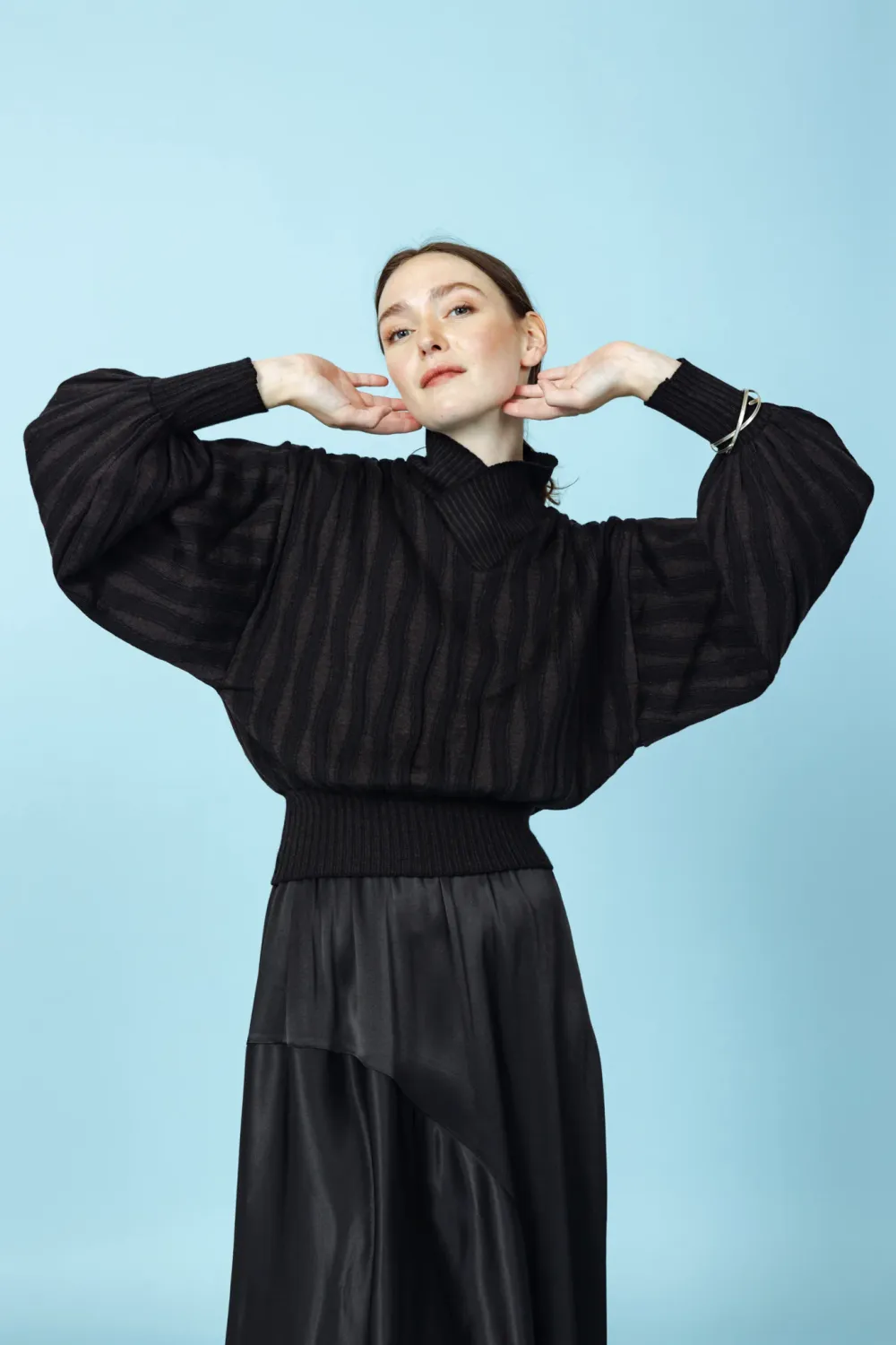 Strickpullover WAVES black/cafenoir