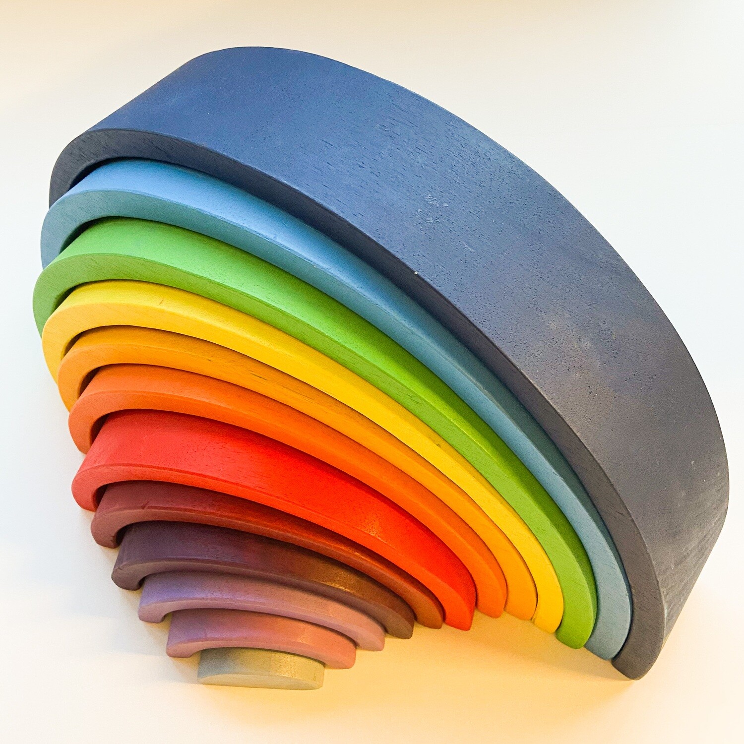 12 Pc Large Wooden Rainbow Stacker (BLUE) - Naturally Dyed - Ready to Ship