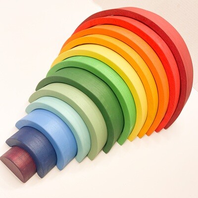 12 Pc Large Wooden Rainbow Stacker (RED) - Naturally Dyed - Ready to Ship