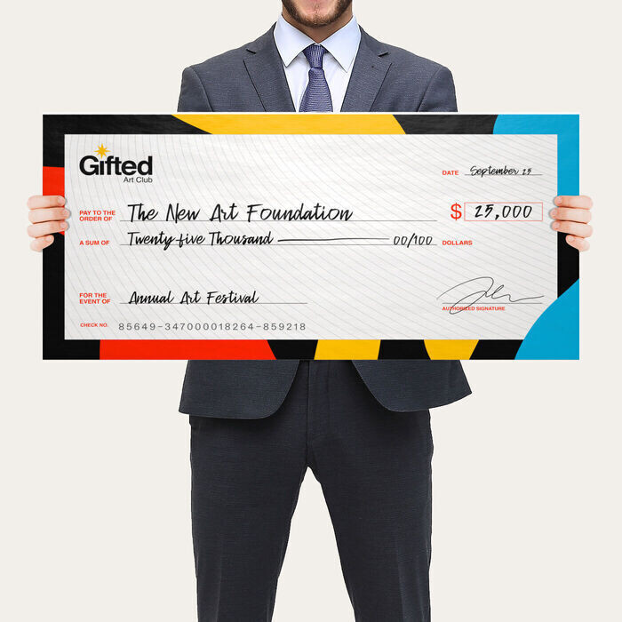 GIANT CHECKS, SIZE:: 36&quot; X 18&quot;, MATERIAL:: FOAM BOARD WITH DRY ERASE LAMINATION, PRINTING TIME:: 3 BUSINESS DAY