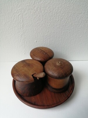 Wooden Condiment Container Trio
