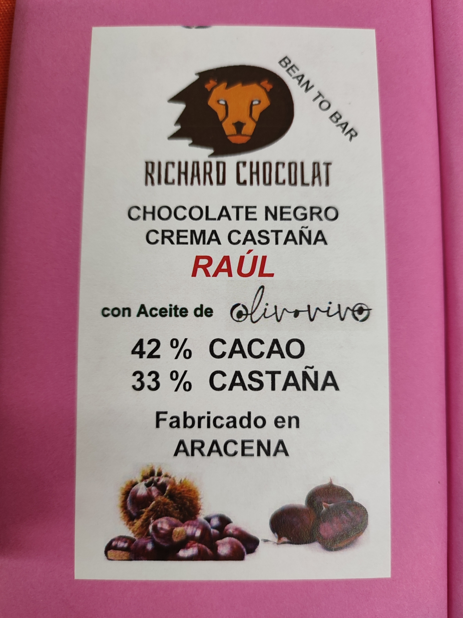 CHOCOLATE NEGRO 42% CREMA DE CASTAÑAS 