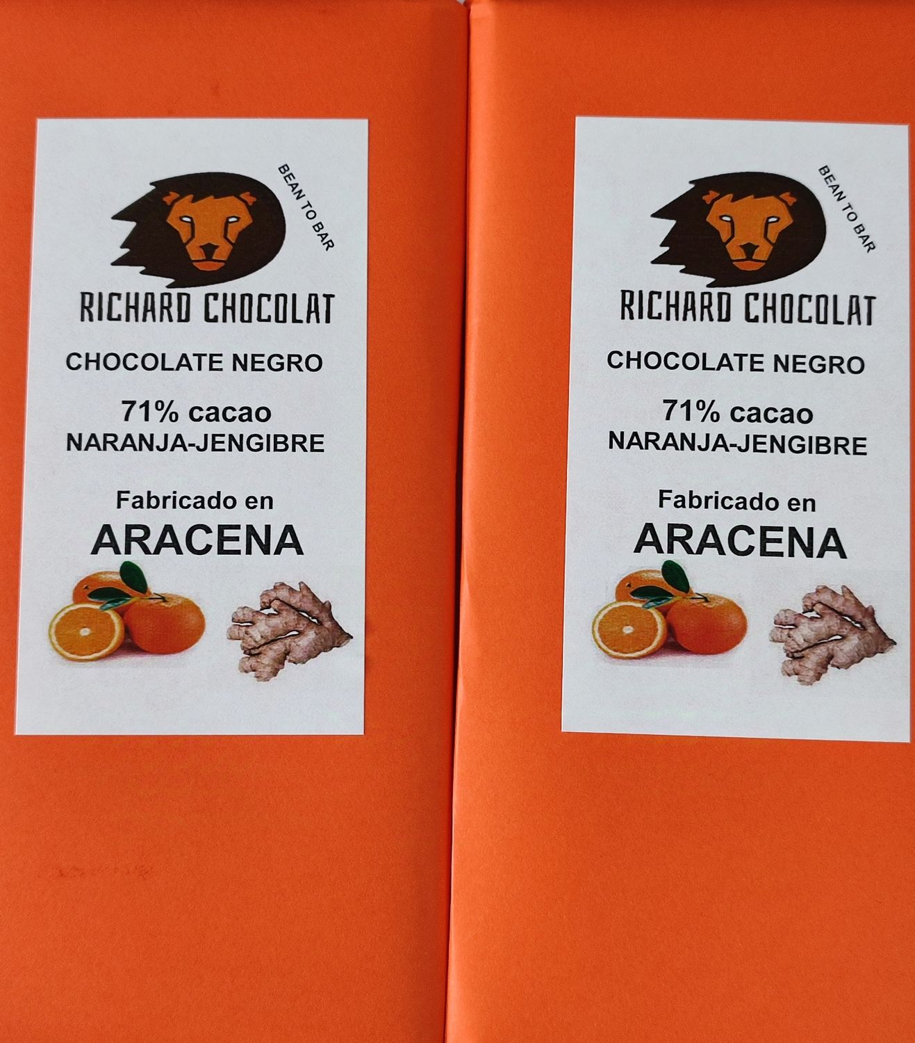 CHOCOLATE NEGRO 71% NARANJA Y JENGIBRE