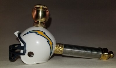 LOS ANGELES CHARGERS FOOTBALL HELMET SMOKING PIPE Long Stem/Brass/Clear
