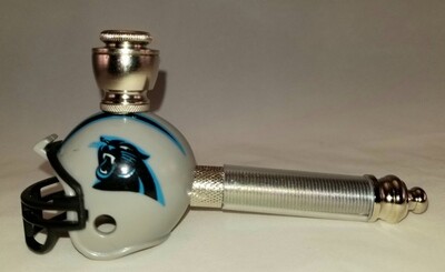 CAROLINA PANTHERS NFL FOOTBALL HELMET SMOKING PIPE Long Stem/Nickel/Clear