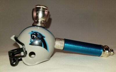 CAROLINA PANTHERS NFL FOOTBALL HELMET SMOKING PIPE Long Stem/Nickel/Blue