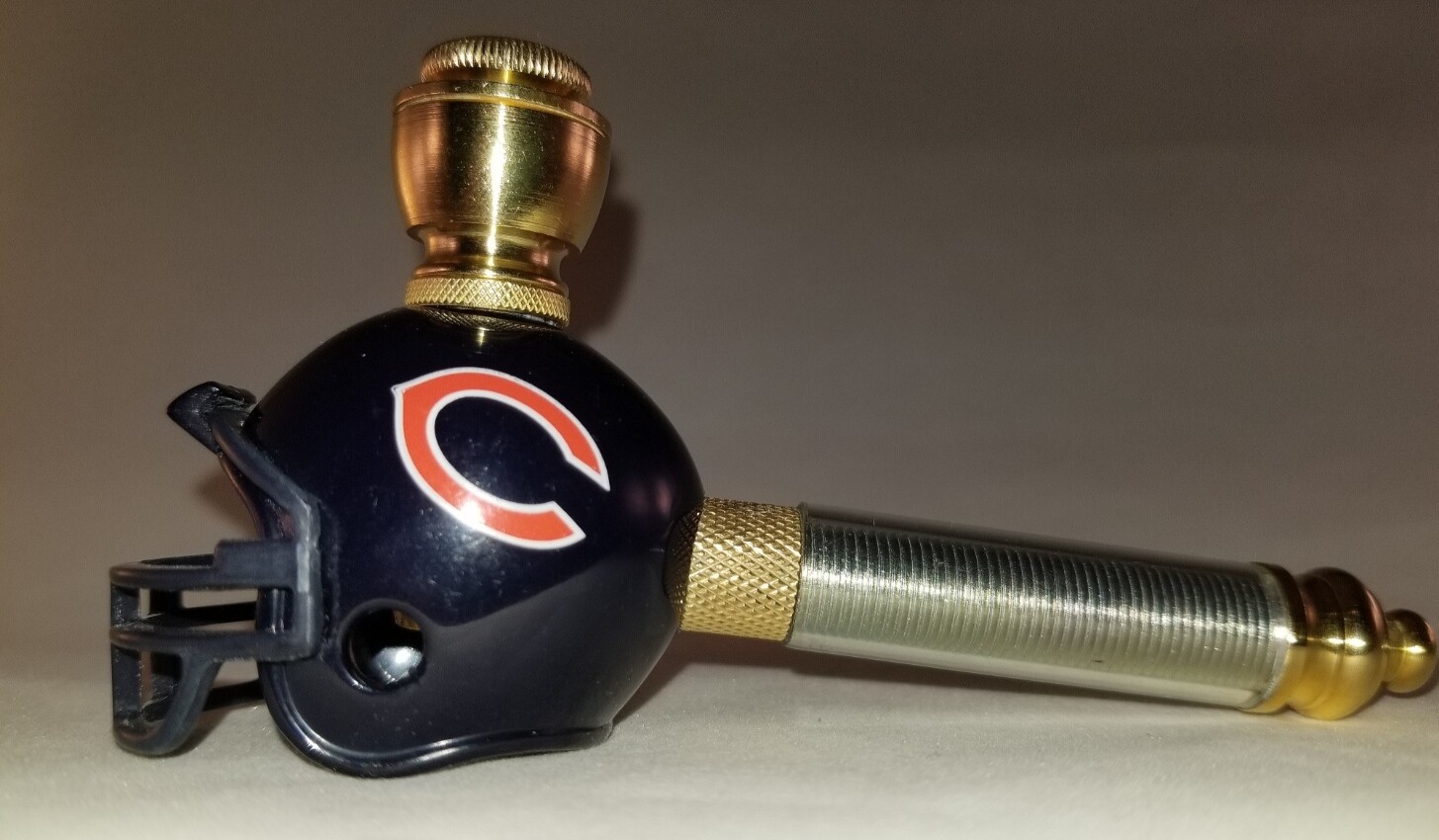 CHICAGO BEARS NFL FOOTBALL HELMET SMOKING PIPE Long Stem/Mini/Brass/Clear