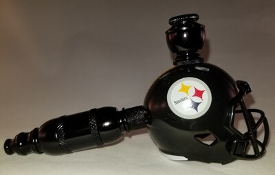 PITTSBURGH STEELERS "BAD ASS" NFL FOOTBALL HELMET SMOKING PIPE Straight/Black Anodized