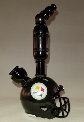 PITTSBURGH STEELERS "BAD ASS" NFL FOOTBALL HELMET SMOKING PIPE Upright/Black Anodized