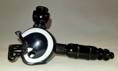 LOS ANGELES RAMS "BAD ASS" NFL FOOTBALL HELMET SMOKING PIPE Small Straight/Black Anodized/White