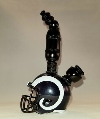 LOS ANGELES RAMS "BAD ASS" NFL FOOTBALL HELMET SMOKING PIPE Upright/Black Anodized/White