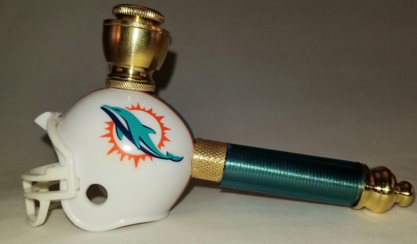 MIAMI DOLPHINS NFL FOOTBALL HELMET SMOKING PIPE Long Stem/Brass