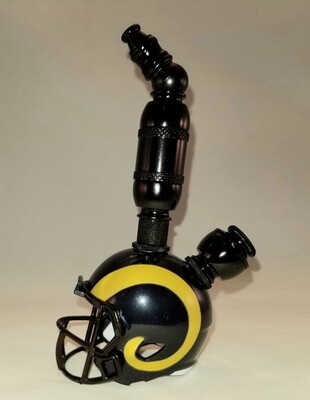 ST. LOUIS RAMS  "BAD ASS" NFL FOOTBALL HELMET SMOKING PIPE Upright/Black Anodized/New