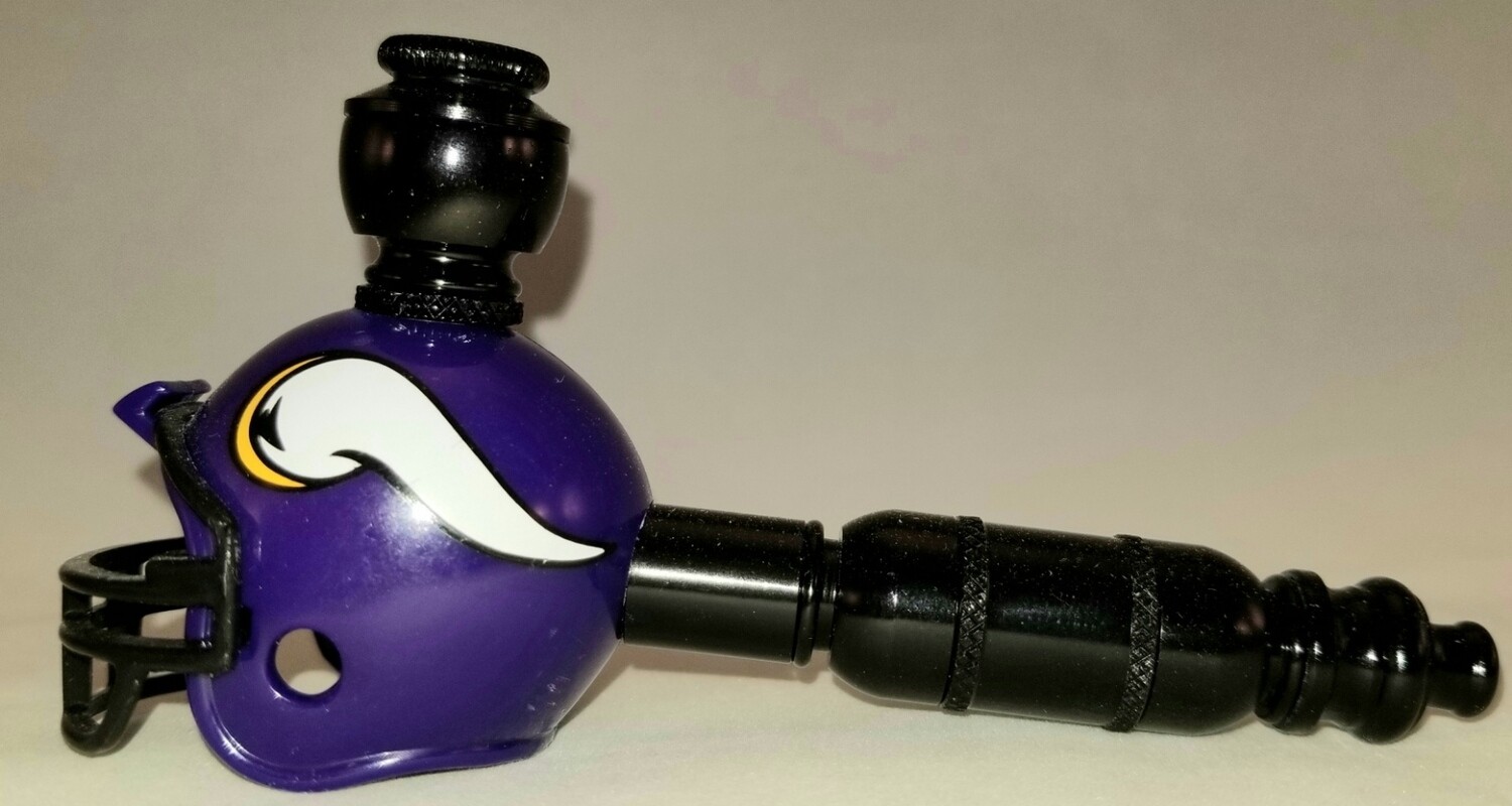 MINNESOTA VIKINGS "BAD ASS" NFL FOOTBALL HELMET SMOKING PIPE Small Straight/Black Anodized