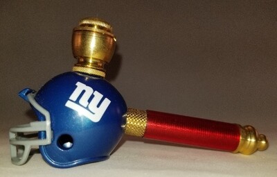 NEW YORK GIANTS NFL FOOTBALL HELMET SMOKING PIPE Long Stem/Brass
