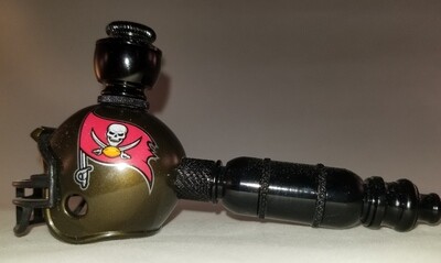 TAMPA BAY BUCCANEERS "BAD ASS"  NFL FOOTBALL HELMET SMOKING PIPE Small Straight/Black Anodized