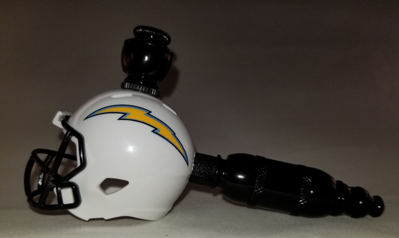 LOS ANGELES CHARGERS "BAD ASS" FOOTBALL HELMET SMOKING PIPE Straight/Black Anodized