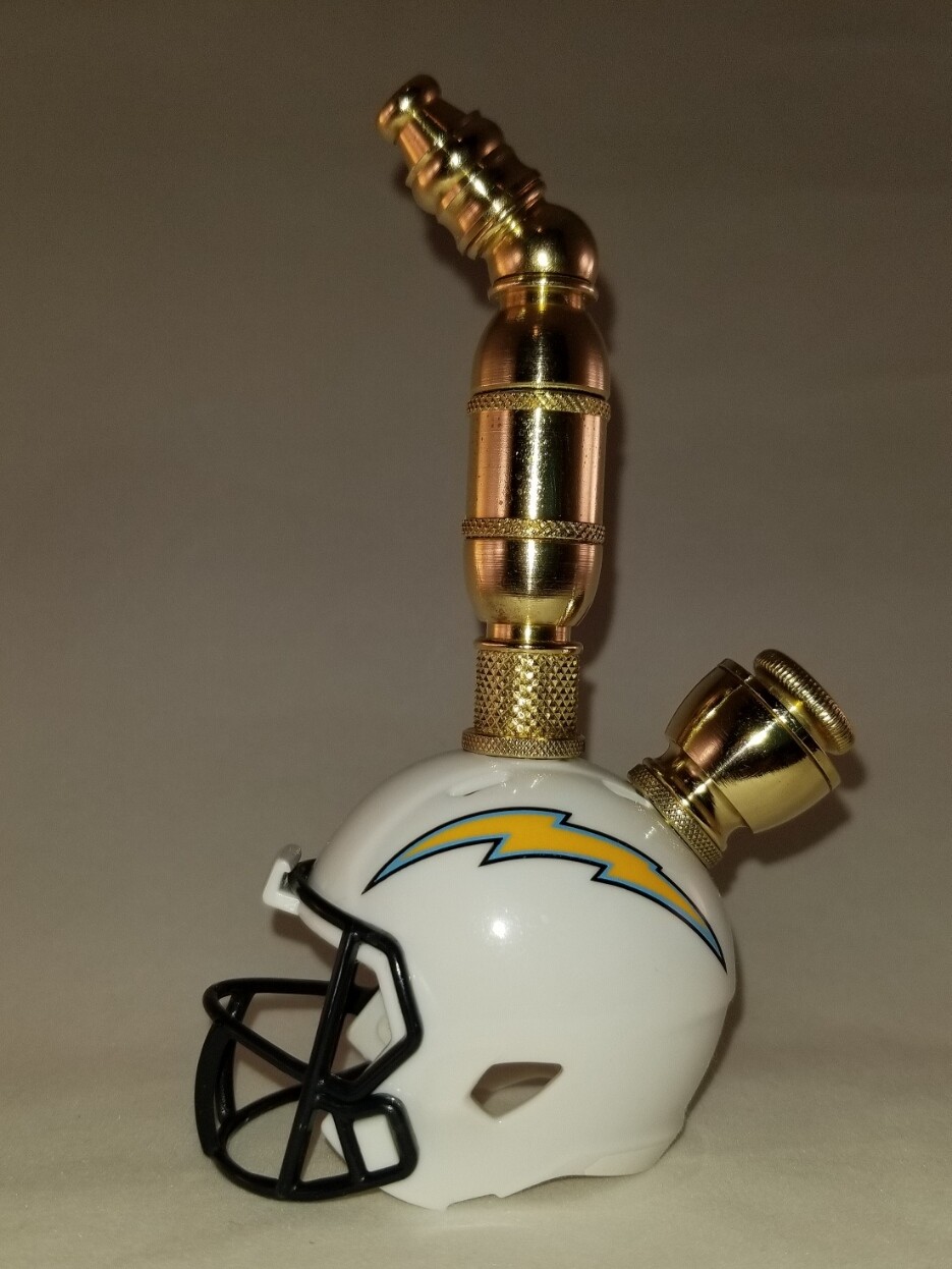 LOS ANGELES CHARGERS FOOTBALL HELMET SMOKING PIPE Upright/Brass