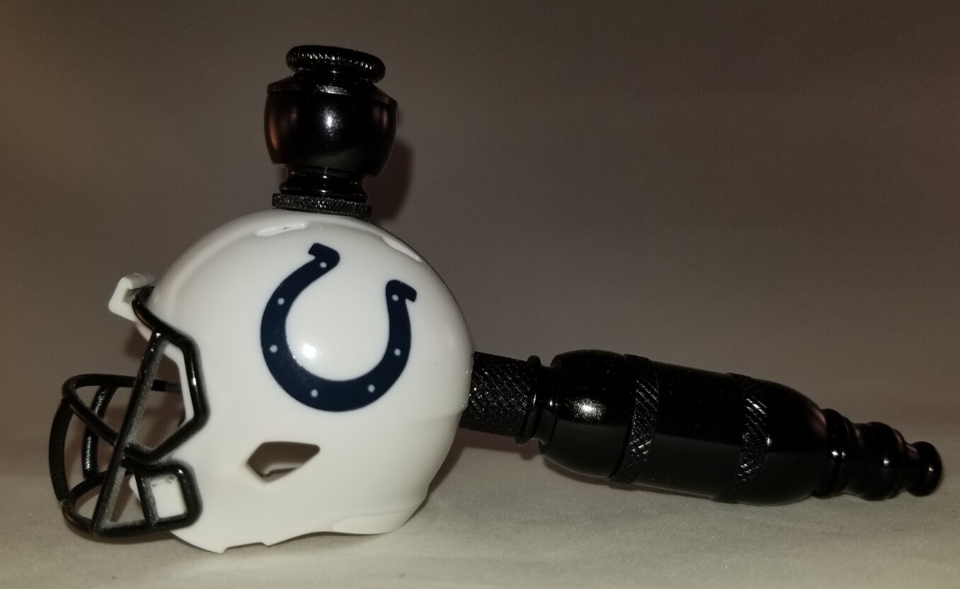 INDIANAPOLIS COLTS "BAD ASS" NFL FOOTBALL HELMET SMOKING PIPE Straight/Black Anodized