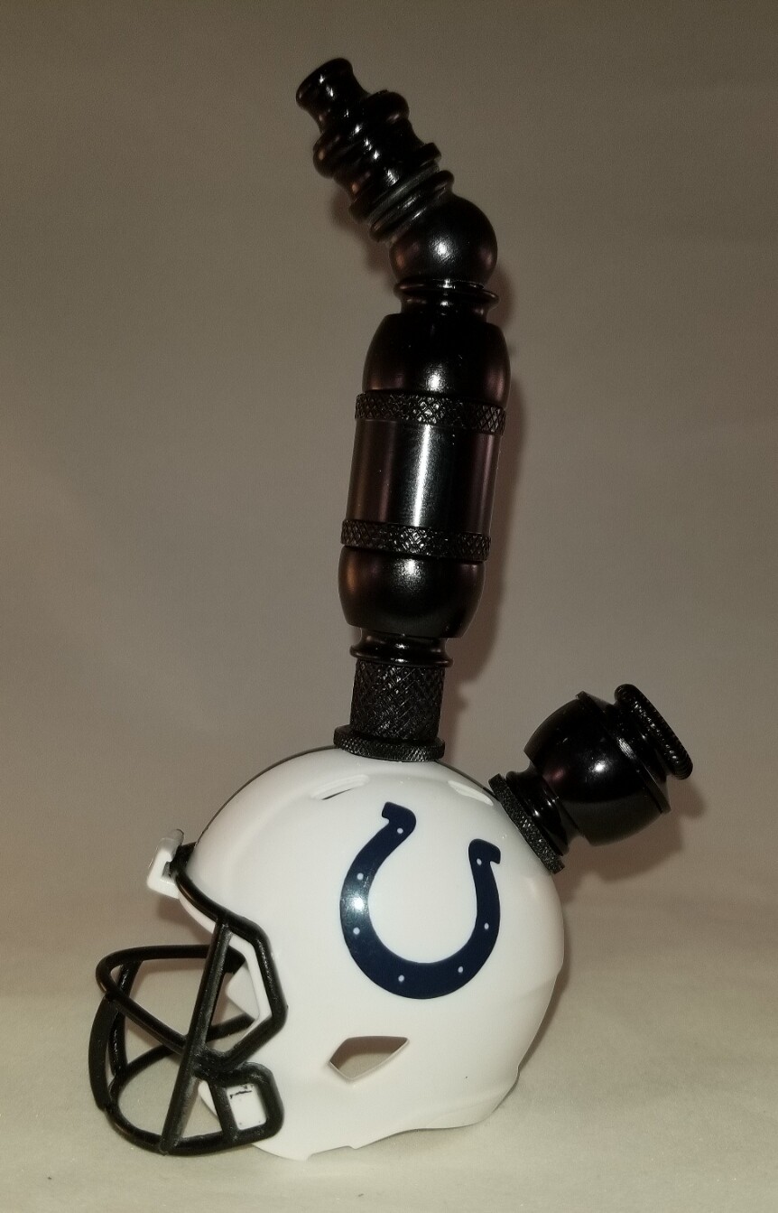 INDIANAPOLIS COLTS "BAD ASS" NFL FOOTBALL HELMET SMOKING PIPE Upright/Black Anodized
