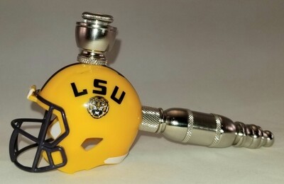 LSU TIGERS FOOTBALL HELMET SMOKING PIPE Straight/Nickel